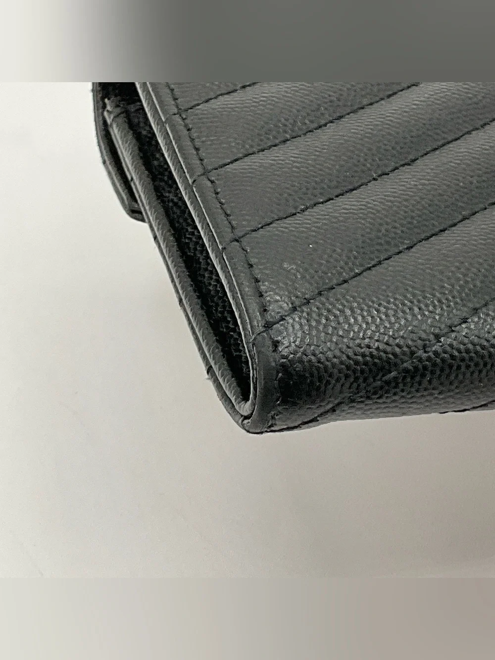 Saint Laurent YSL Cassandra Matrasse Black Quilted Chevron Envelope Wallet